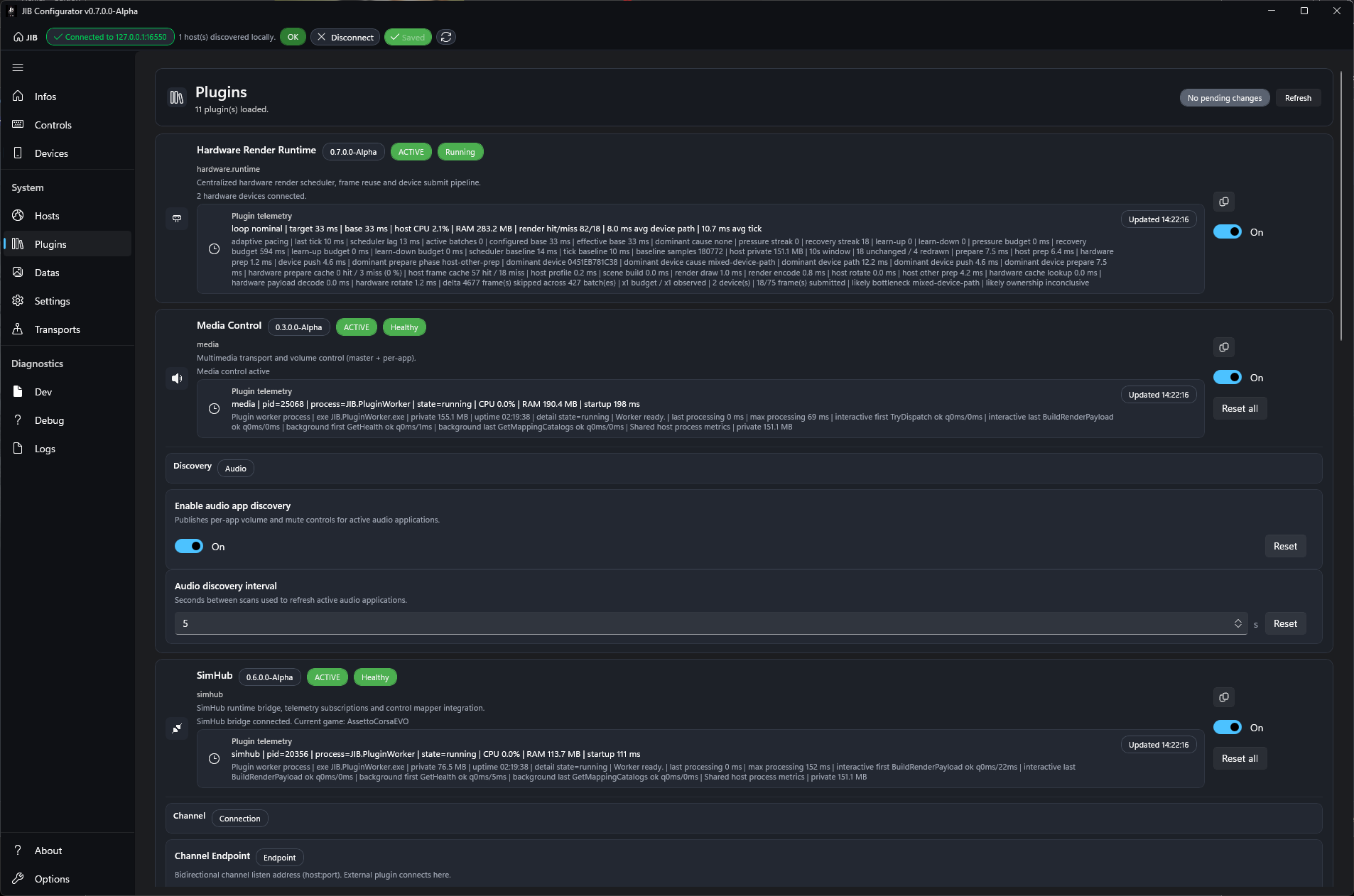 Plugins tab overview